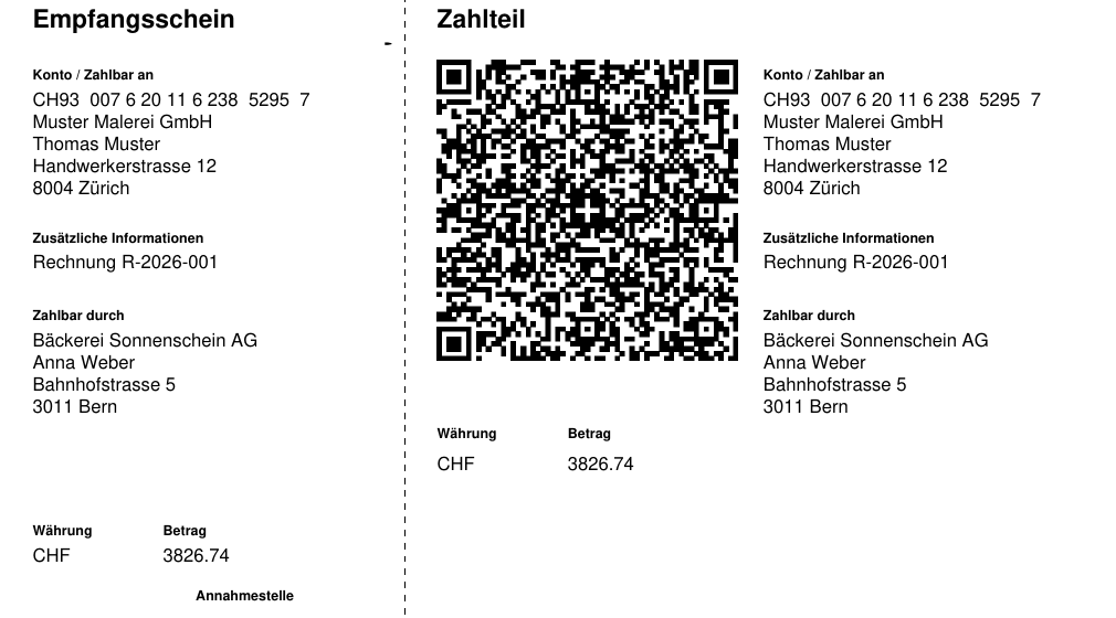 Integrierter Swiss QR-Zahlteil